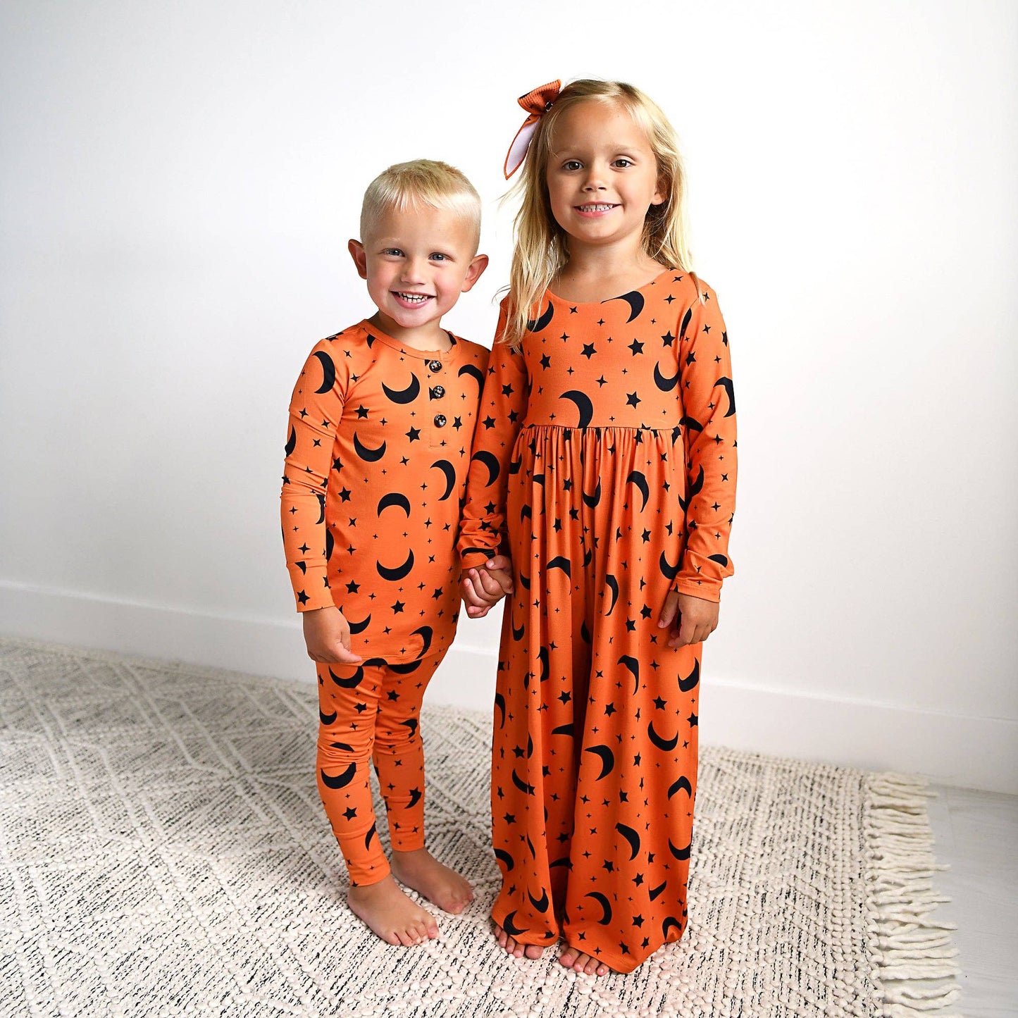 Blaise Orange Moon WIDE LEG ROMPER Halloween Bamboo Kids Outfit