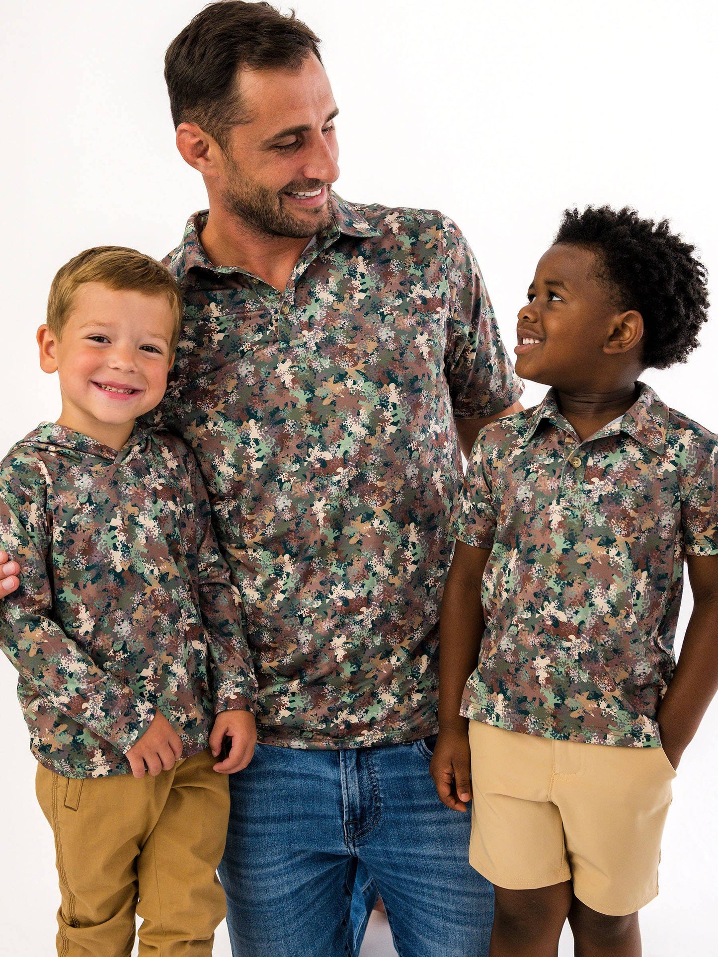 Boys Classic Camo Knit Short Sleeve Performance Polo