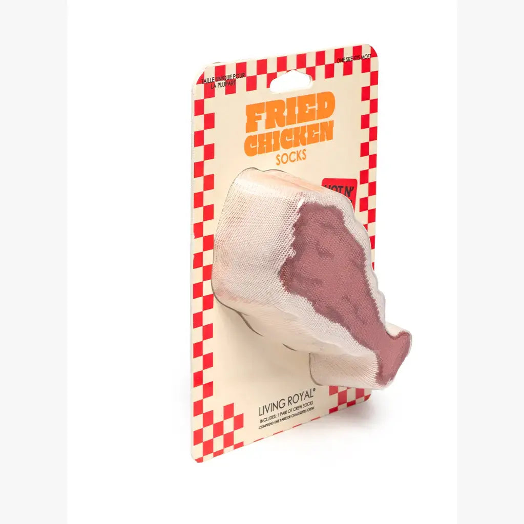 3D Packaged Crew Socks - Fried Chicken Leg - Off-White