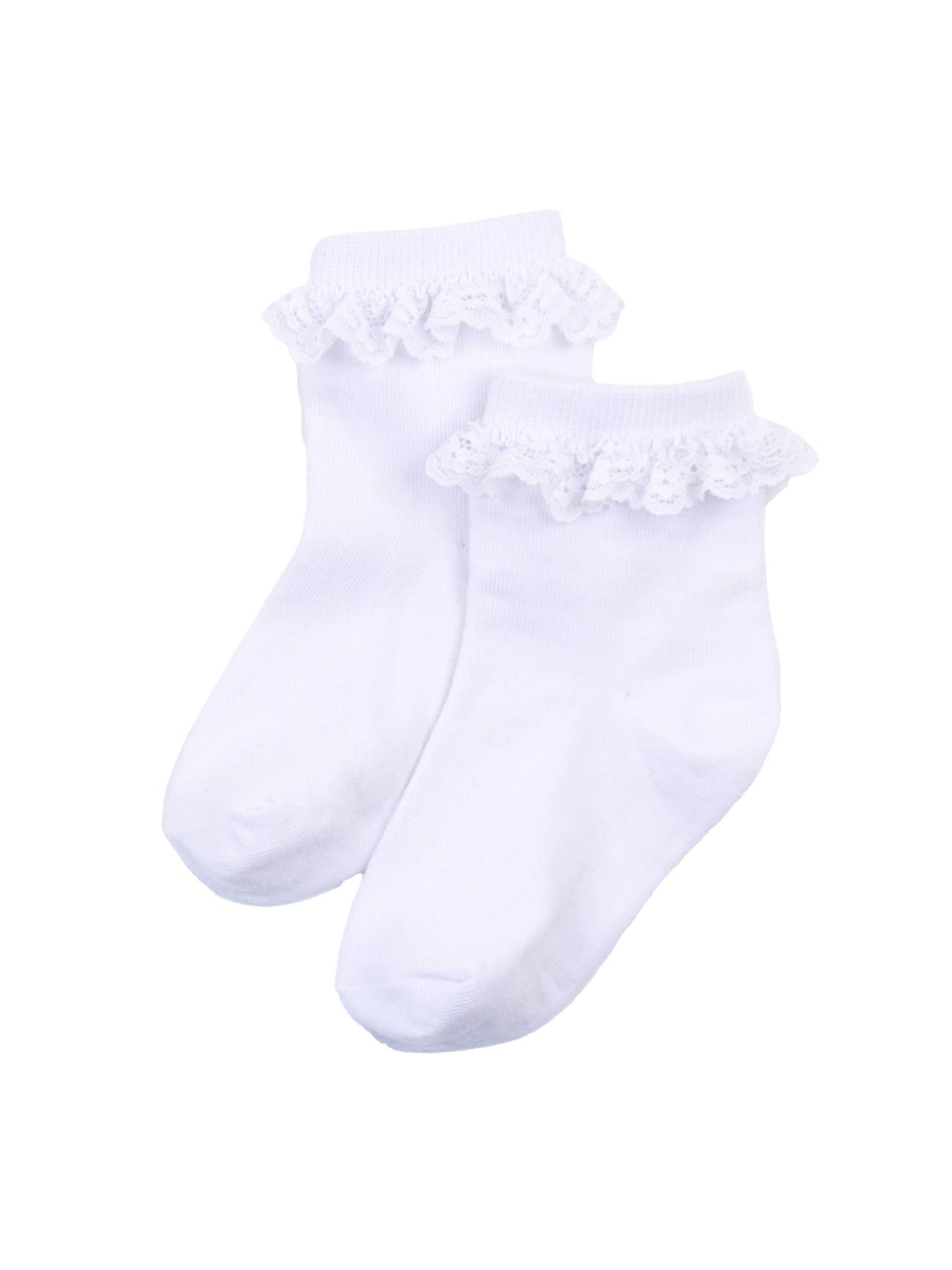 Girls 3-Pack White Lace Ruffle Frilly Ankle Socks