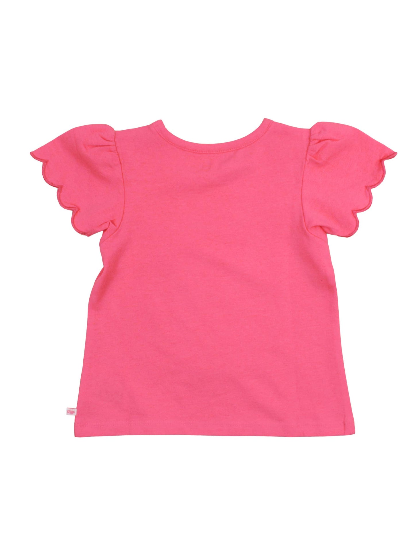 Girls Hot Pink Knit Short Sleeve Scallop Tee
