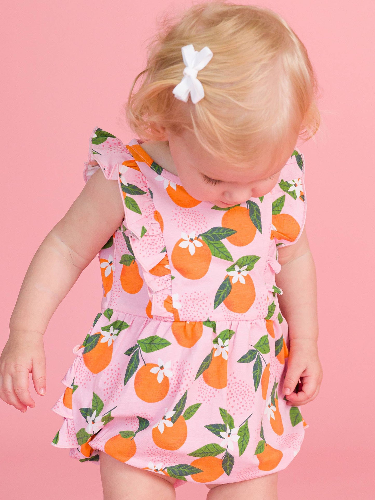 Baby Girls Orange You The Sweetest Tank Waterfall Romper