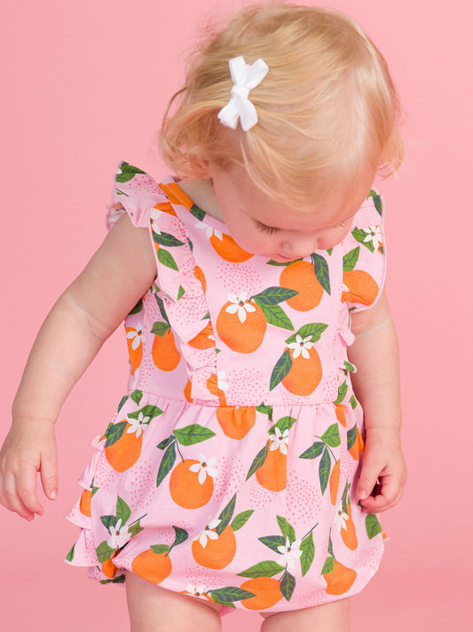 Baby Girls Orange You The Sweetest Tank Waterfall Romper