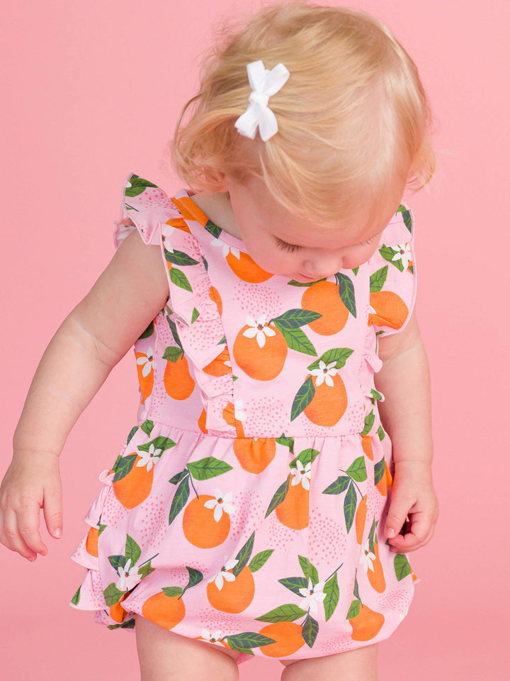 Baby Girls Orange You The Sweetest Tank Waterfall Romper
