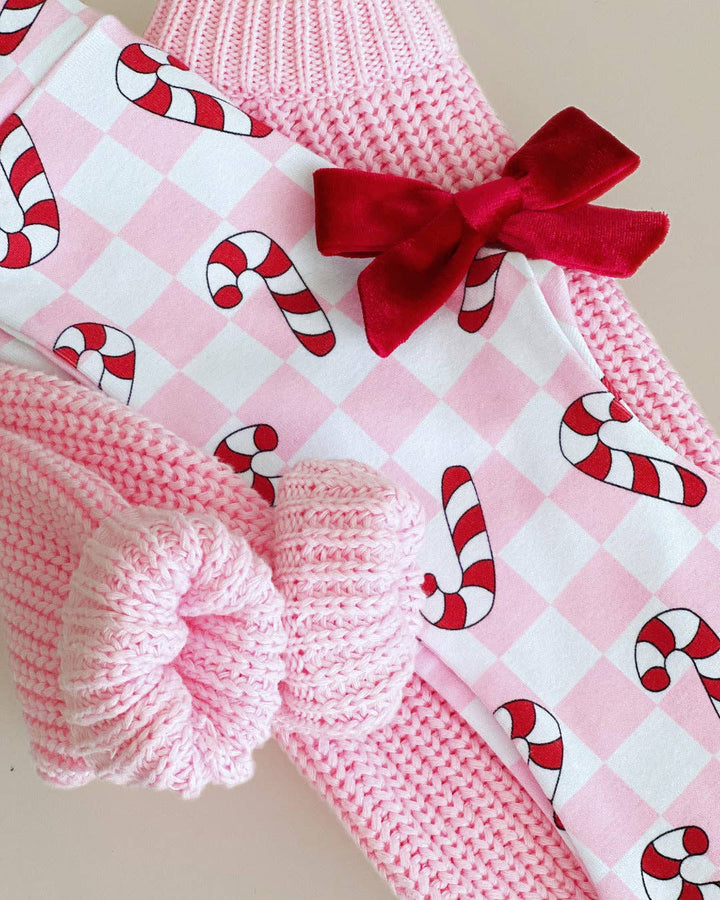 Christmas Candy Cane Kids &amp; Baby Flare Pants | Pink