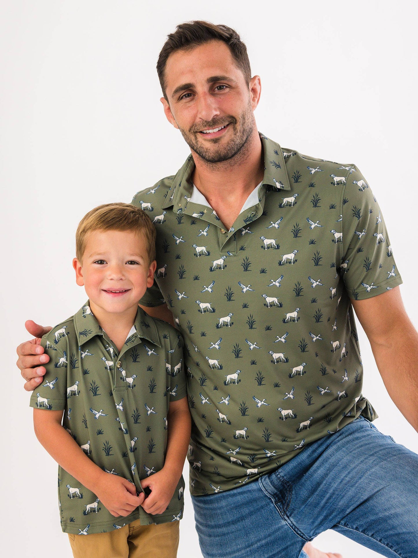 Boys Pond Pups Hunting Dog Knit Short Sleeve Performance Polo