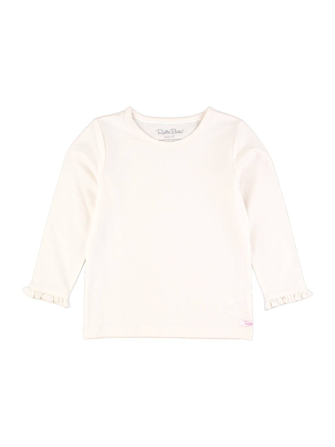 Girls Ivory Knit Long Sleeve Ruffle Sleeve Top