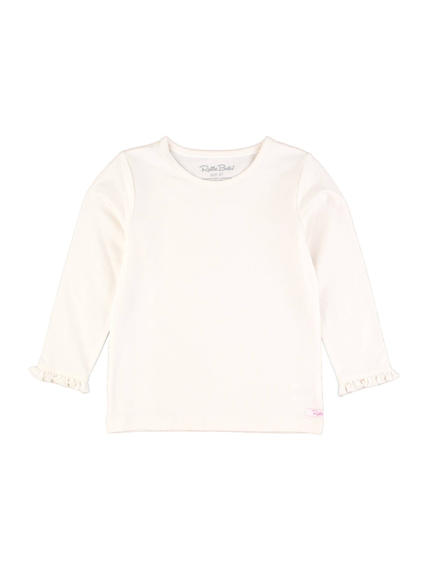 Girls Ivory Knit Long Sleeve Ruffle Sleeve Top