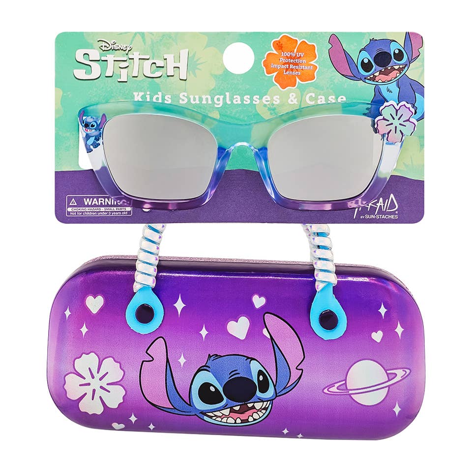 Officially Licensed 2pk Glasses + Hard Case w Handles Stitch