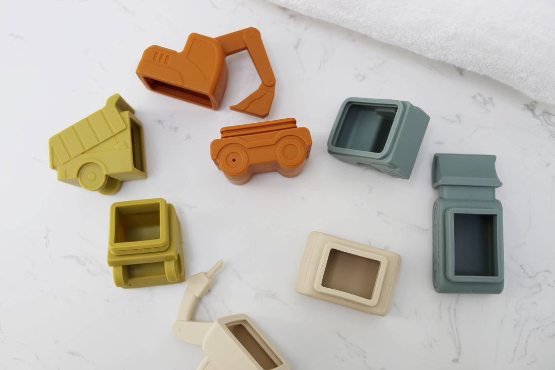 Juego de juguetes de baño de silicona sin moho para construcción