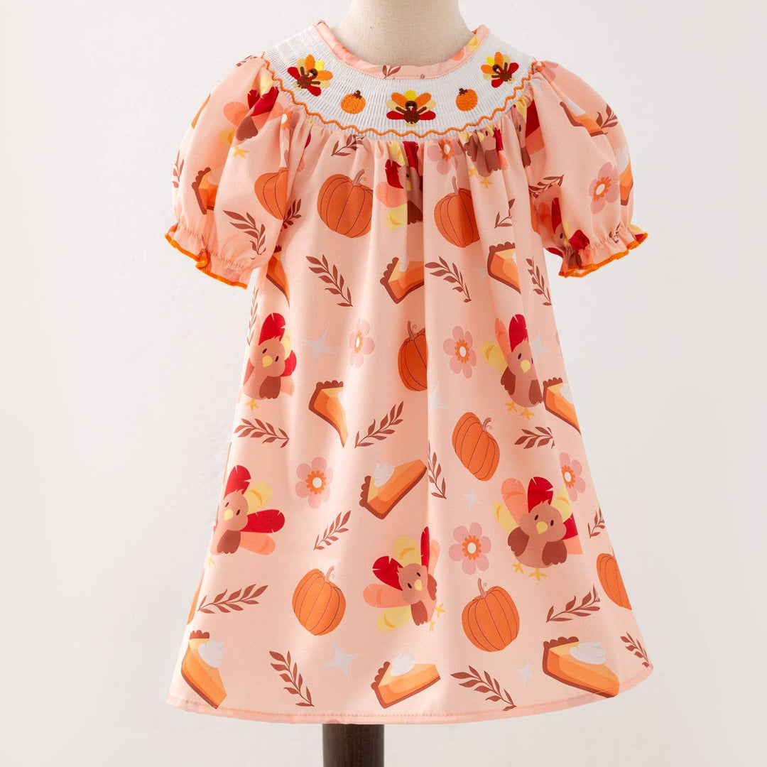Thanksgiving Smocked Girls Dress