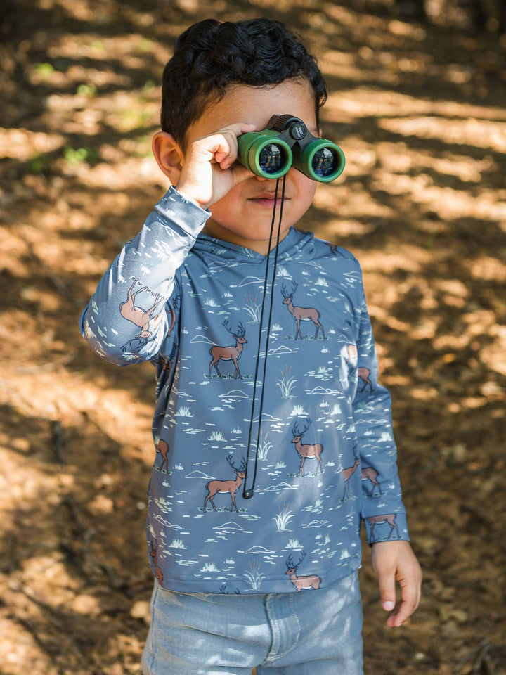 Boys Deer Antler Adventure Performance Hooded Shirt