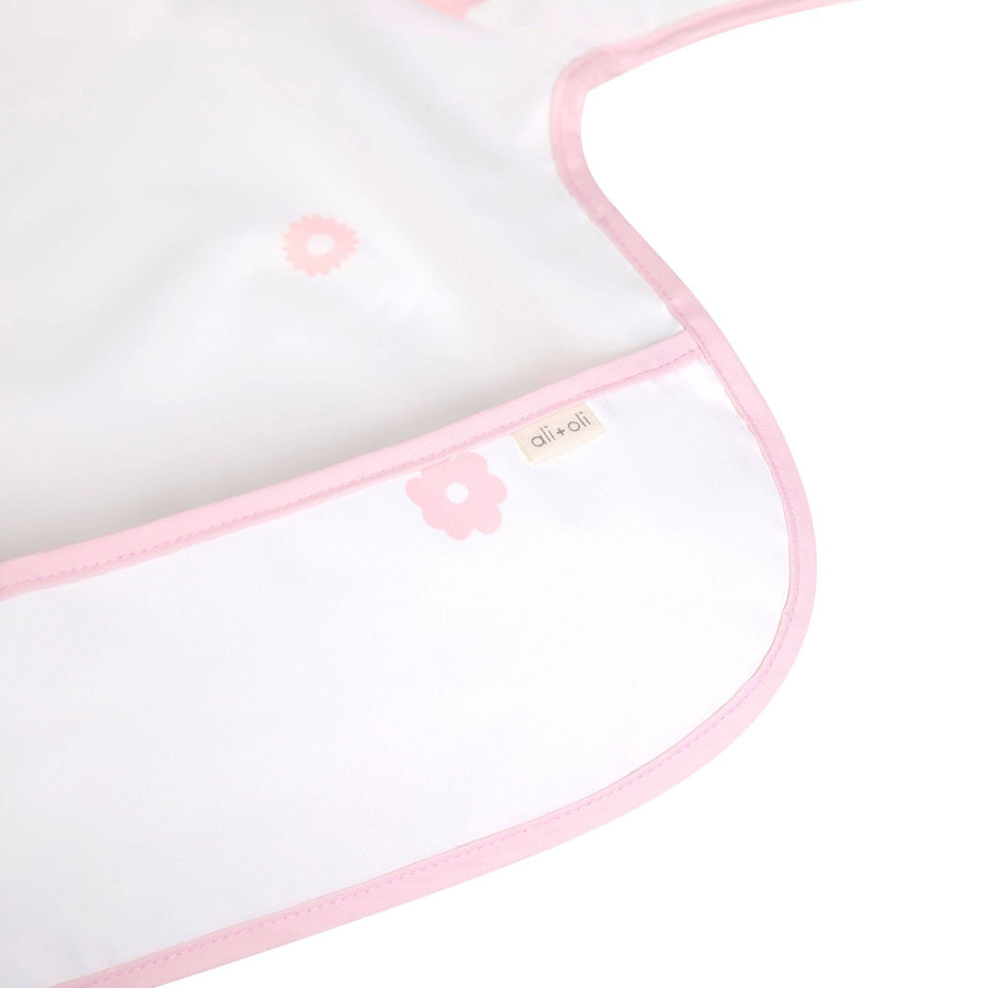 Smock Bib for Baby &amp; Toddler Long Sleeve (Pink Flowers)