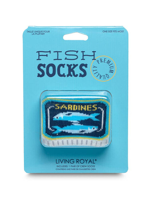 3D Packaged Crew Socks - Canned Fish - "Sardines" - Blue