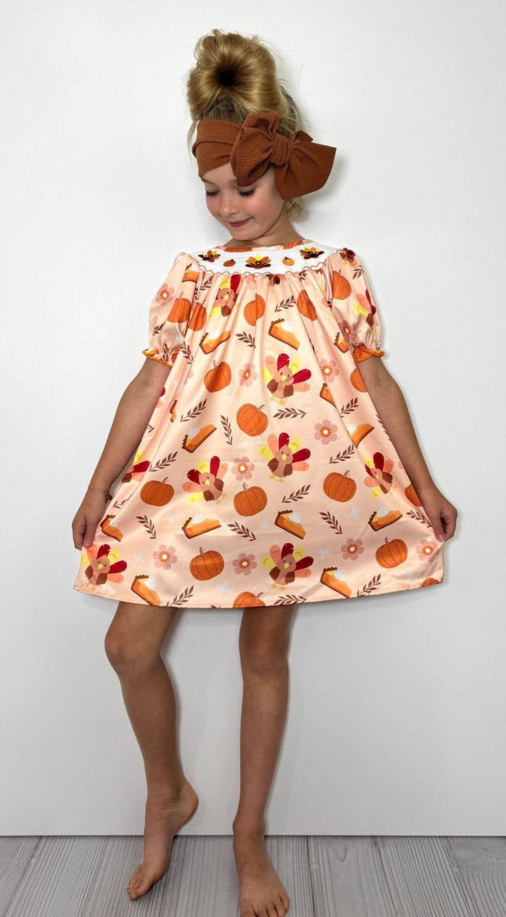 Thanksgiving Smocked Girls Dress