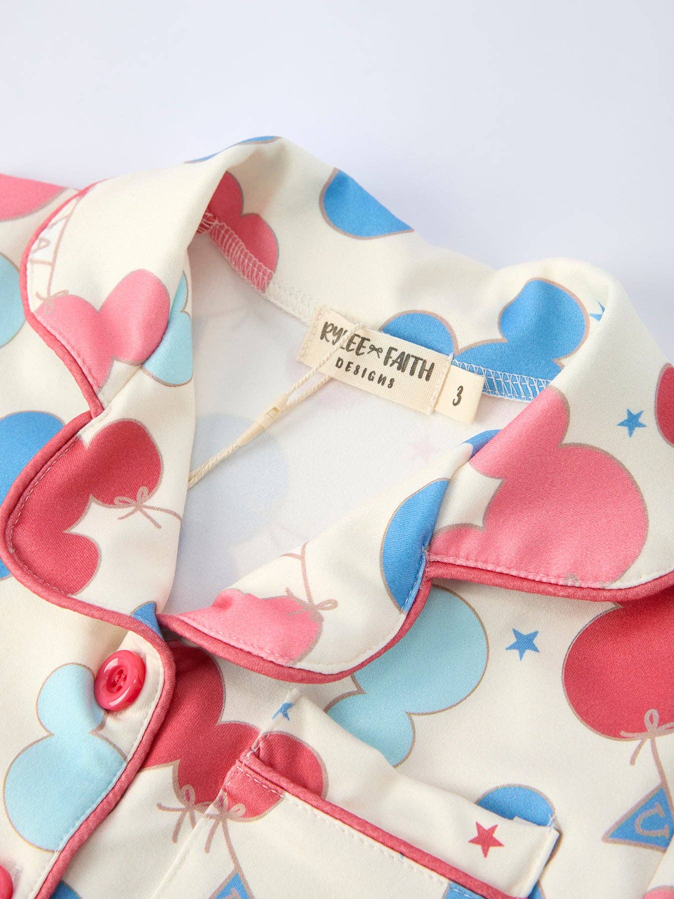 4th Of July M Red Blue Print Girls Pajamas Set