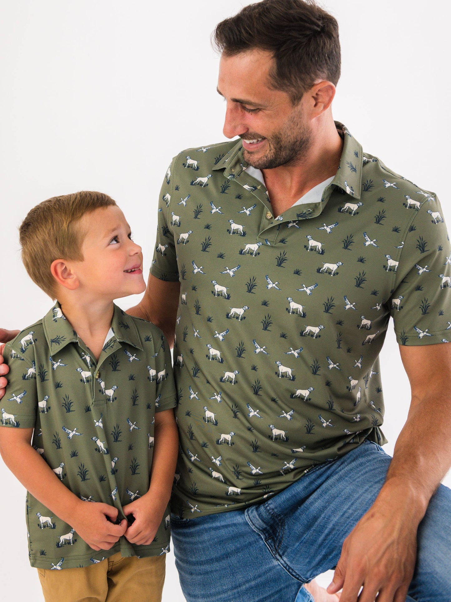 Boys Pond Pups Hunting Dog Knit Short Sleeve Performance Polo