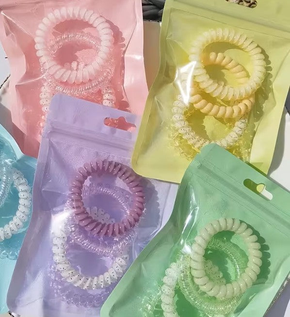 Colorful Spiral Hair Ties | Stretchy Ponytail Bands