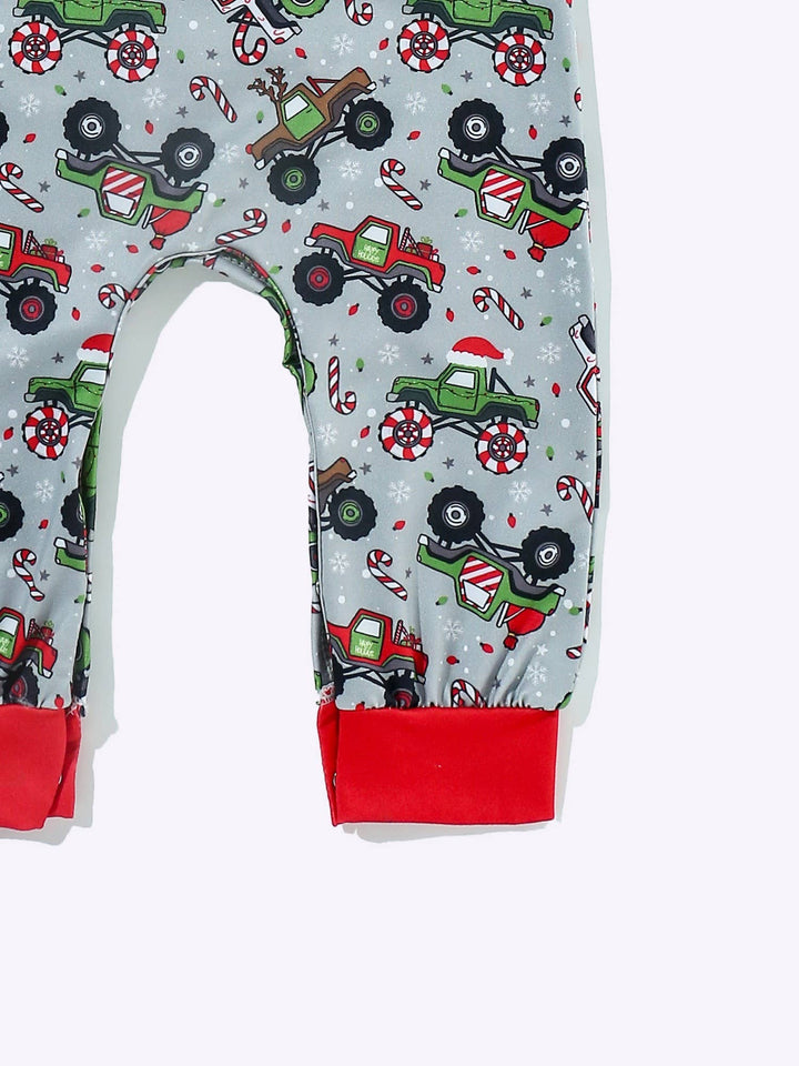Merry Monster Truck Boy Romper