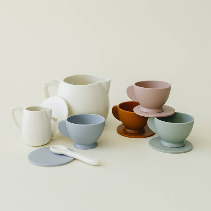 Juego de té de silicona con mezcla de colores crema