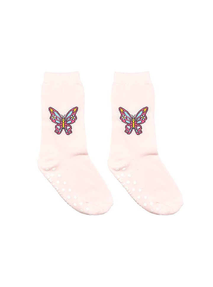3D Packaged Crew Socks - Kids - Butterfly - Pale Pink