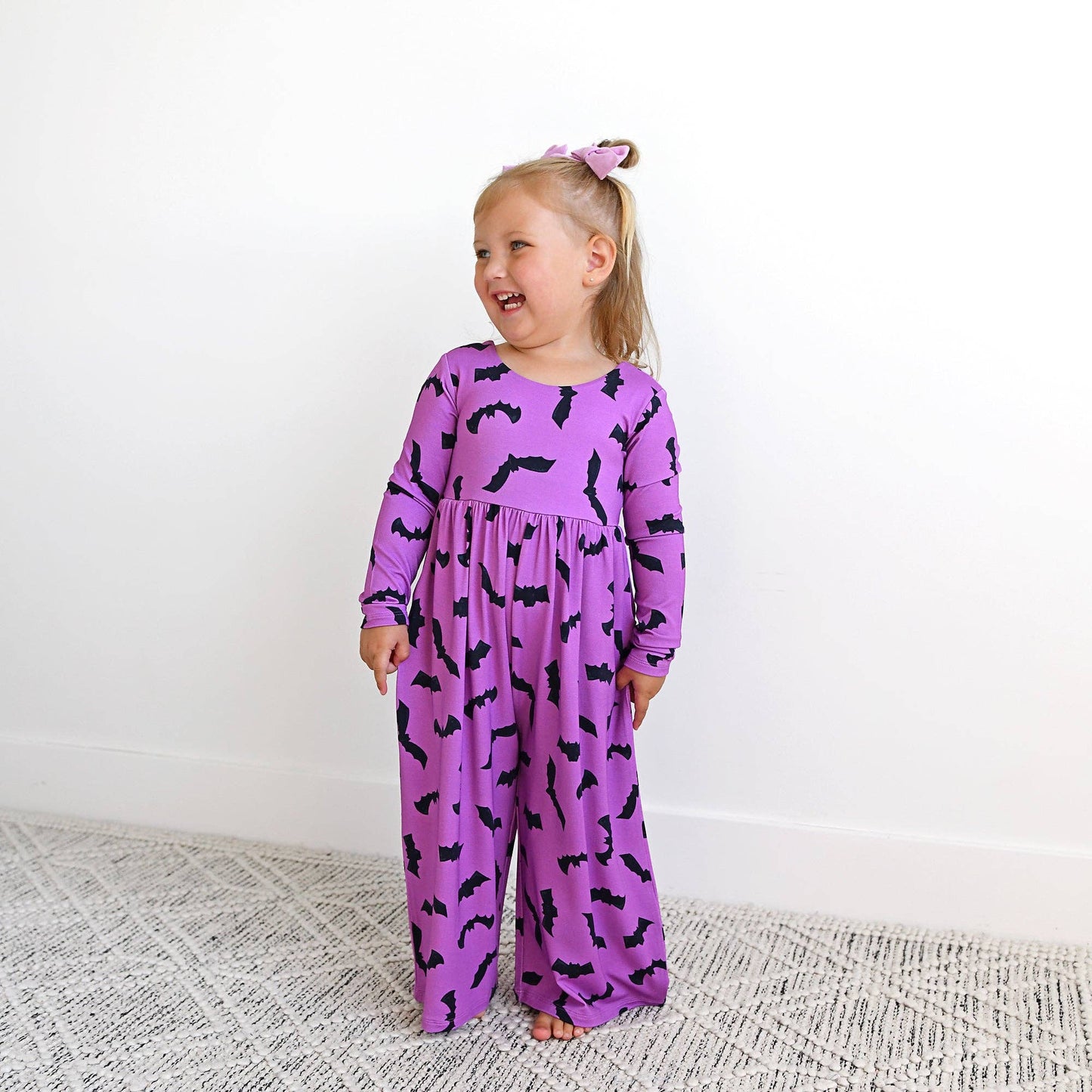 Echo Purple Bats WIDE LEG ROMPER Bamboo Halloween Outfit