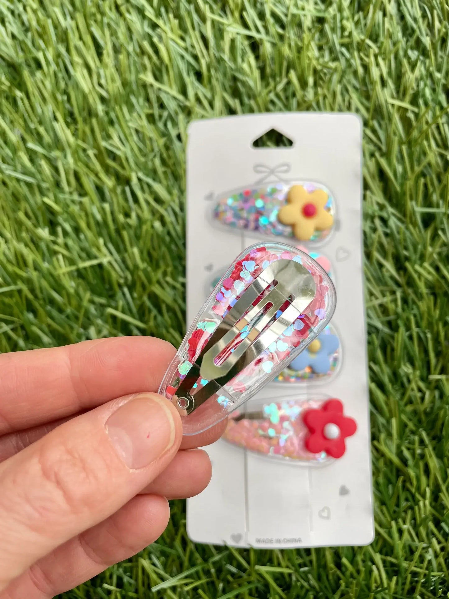 Flower Confetti Hair Clips Set