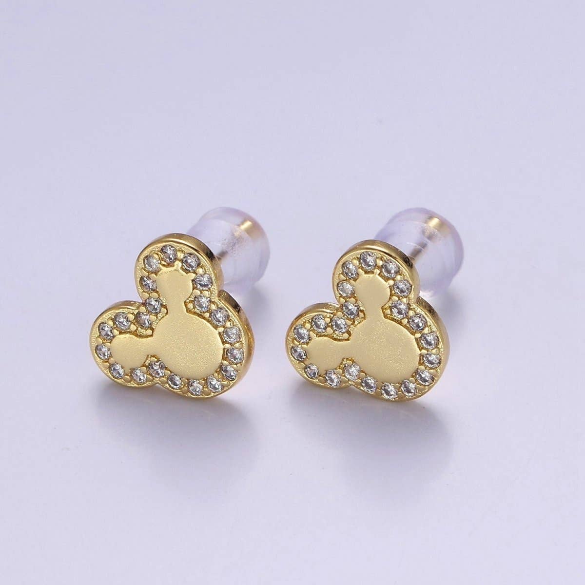 Gold Mickey Stud Earring V-163