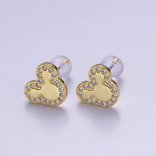 Gold Mickey Stud Earring V-163
