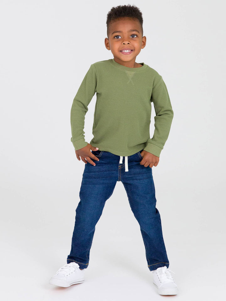 Boys Medium Wash Denim Stretch Denim Pull-on Jeans