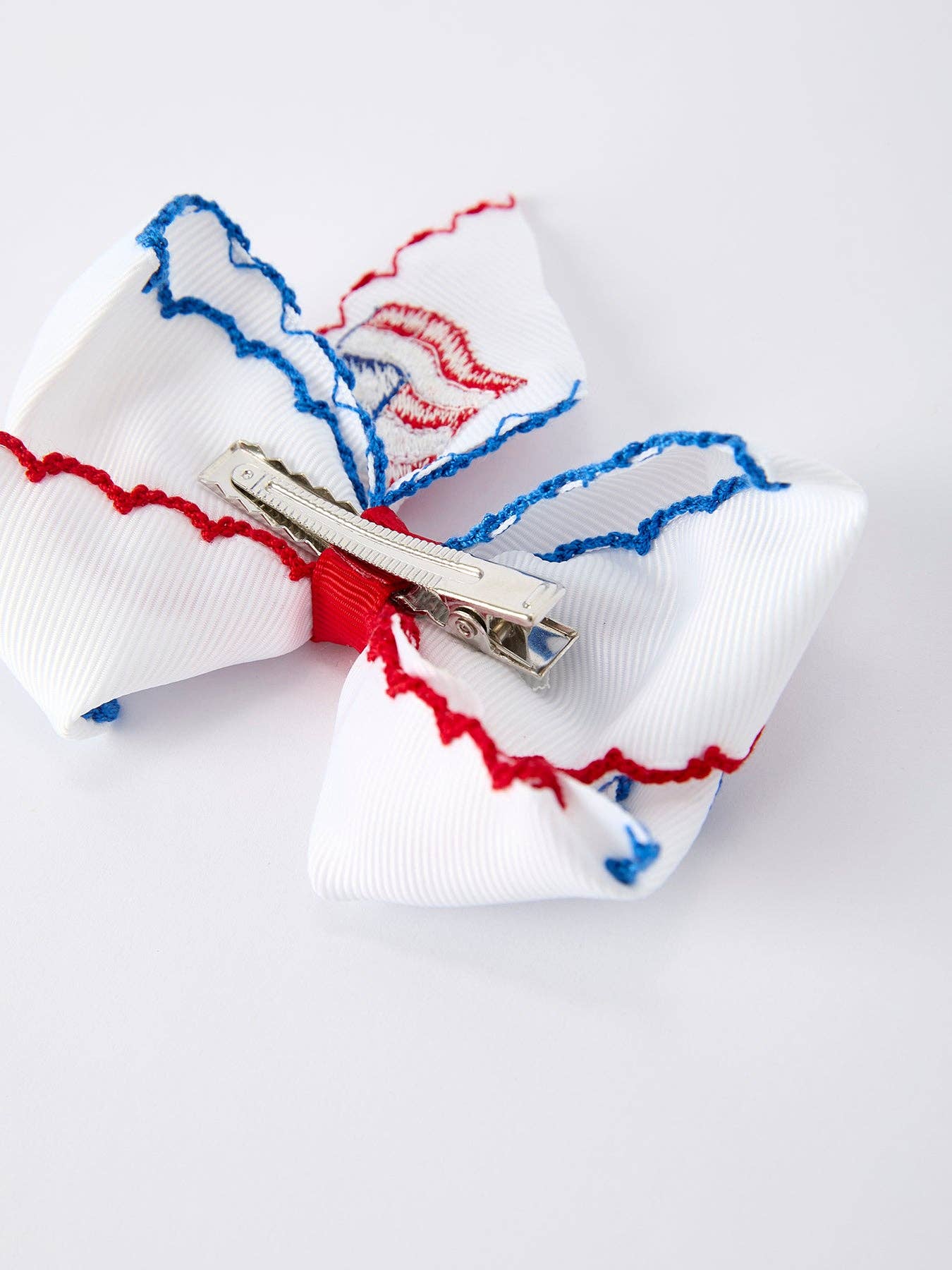 Stars & Stripes Flag Hair Bow – Toddler Girls July 4th Hair Accessory