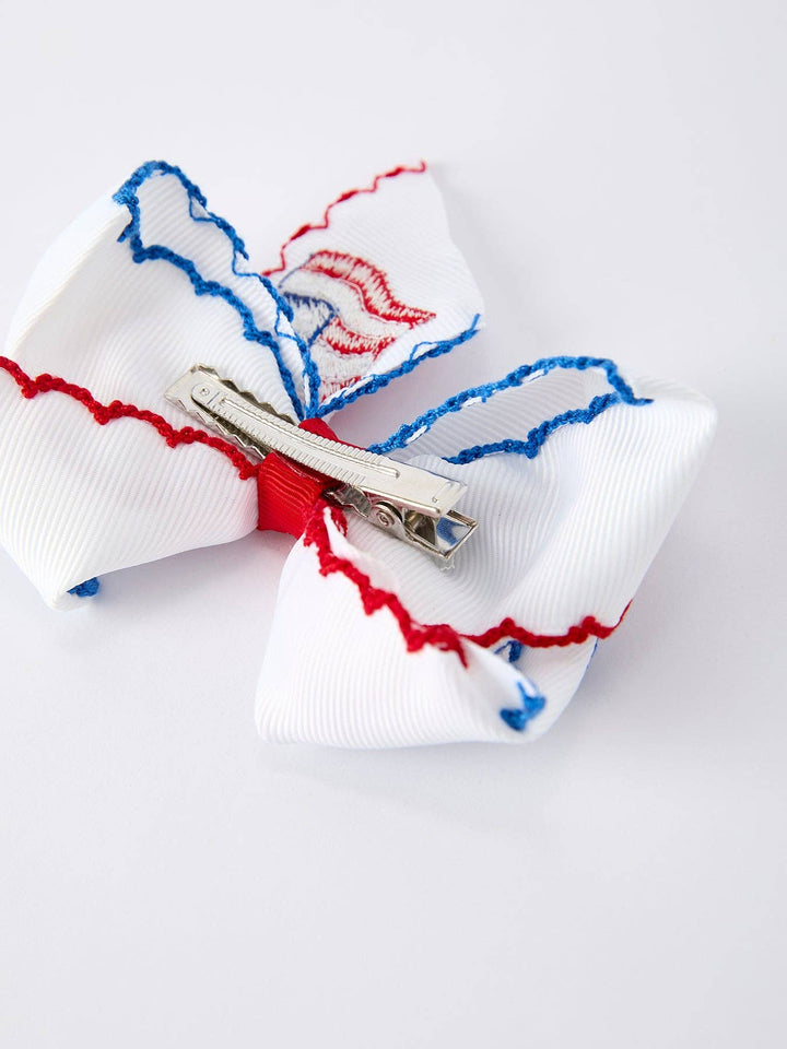 Stars &amp; Stripes Flag Hair Bow – Toddler Girls July 4th Hair Accessory