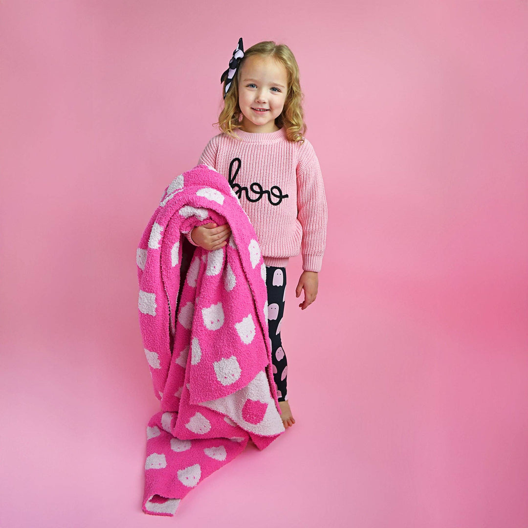 Suéter rosa Boo para Halloween para niños