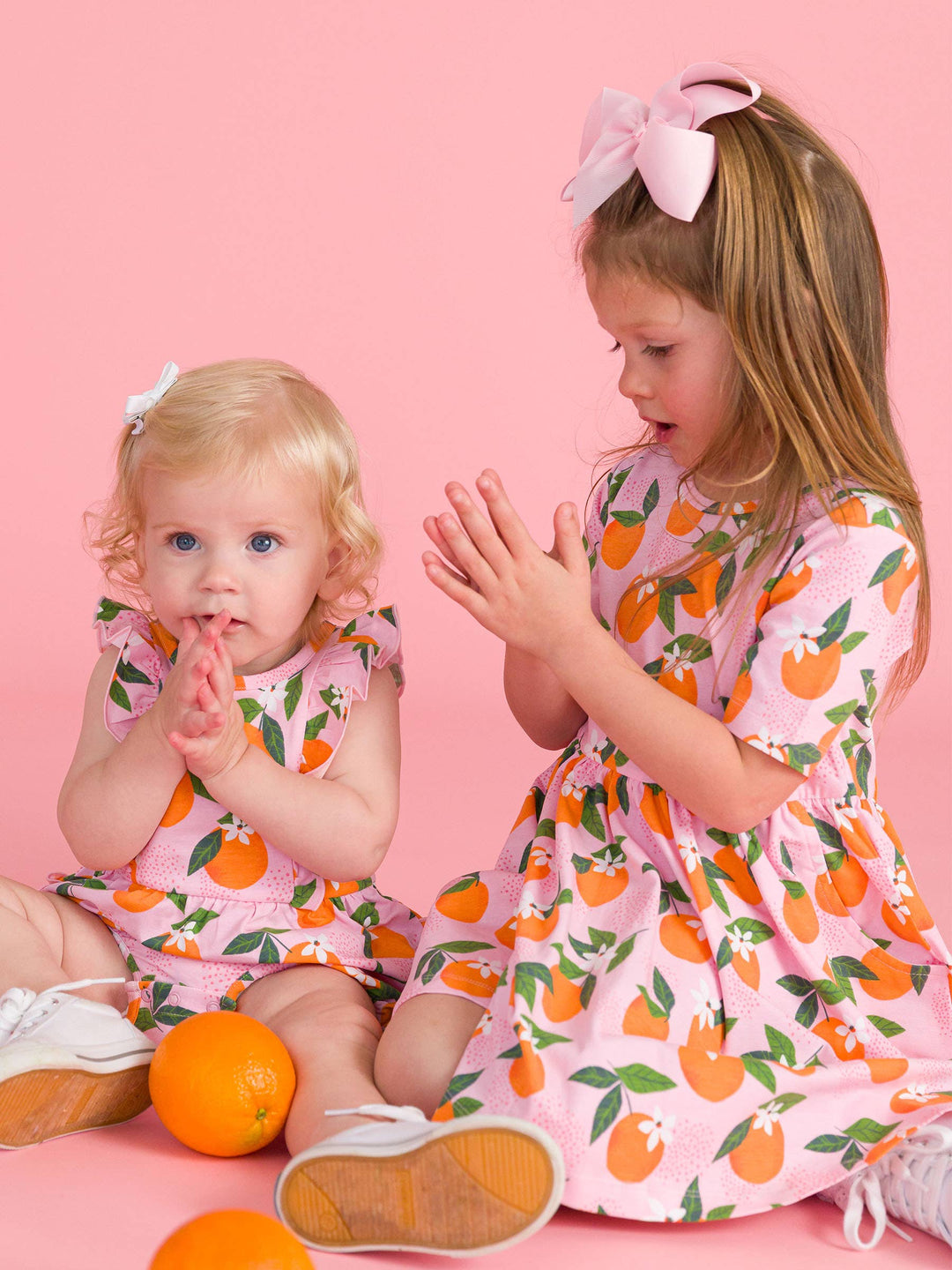 Baby Girls Orange You The Sweetest Tank Waterfall Romper