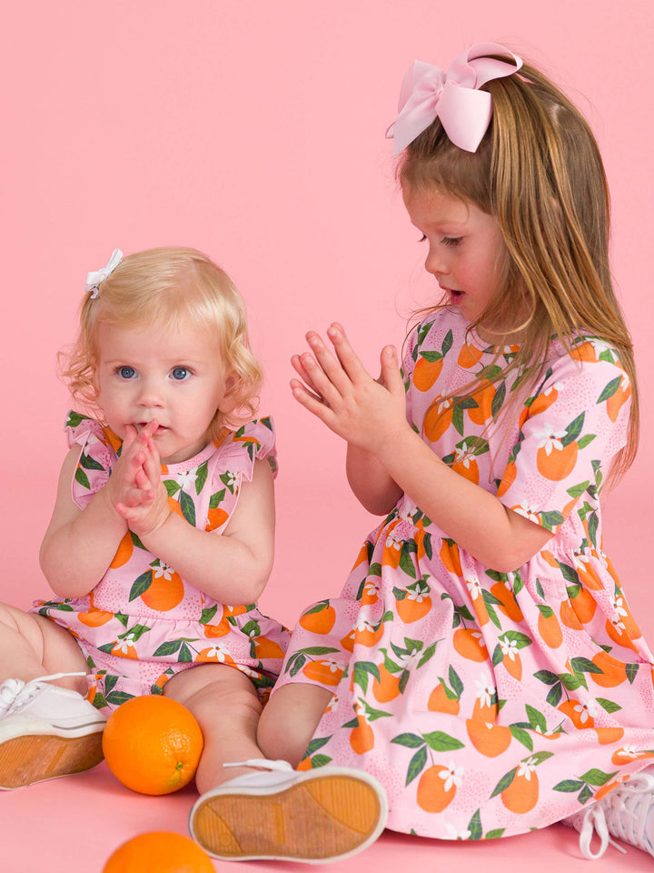 Baby Girls Orange You The Sweetest Tank Waterfall Romper