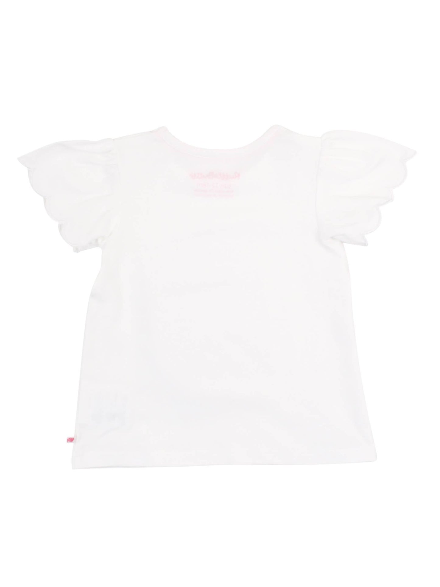 Girls White Knit Short Sleeve Scallop Tee