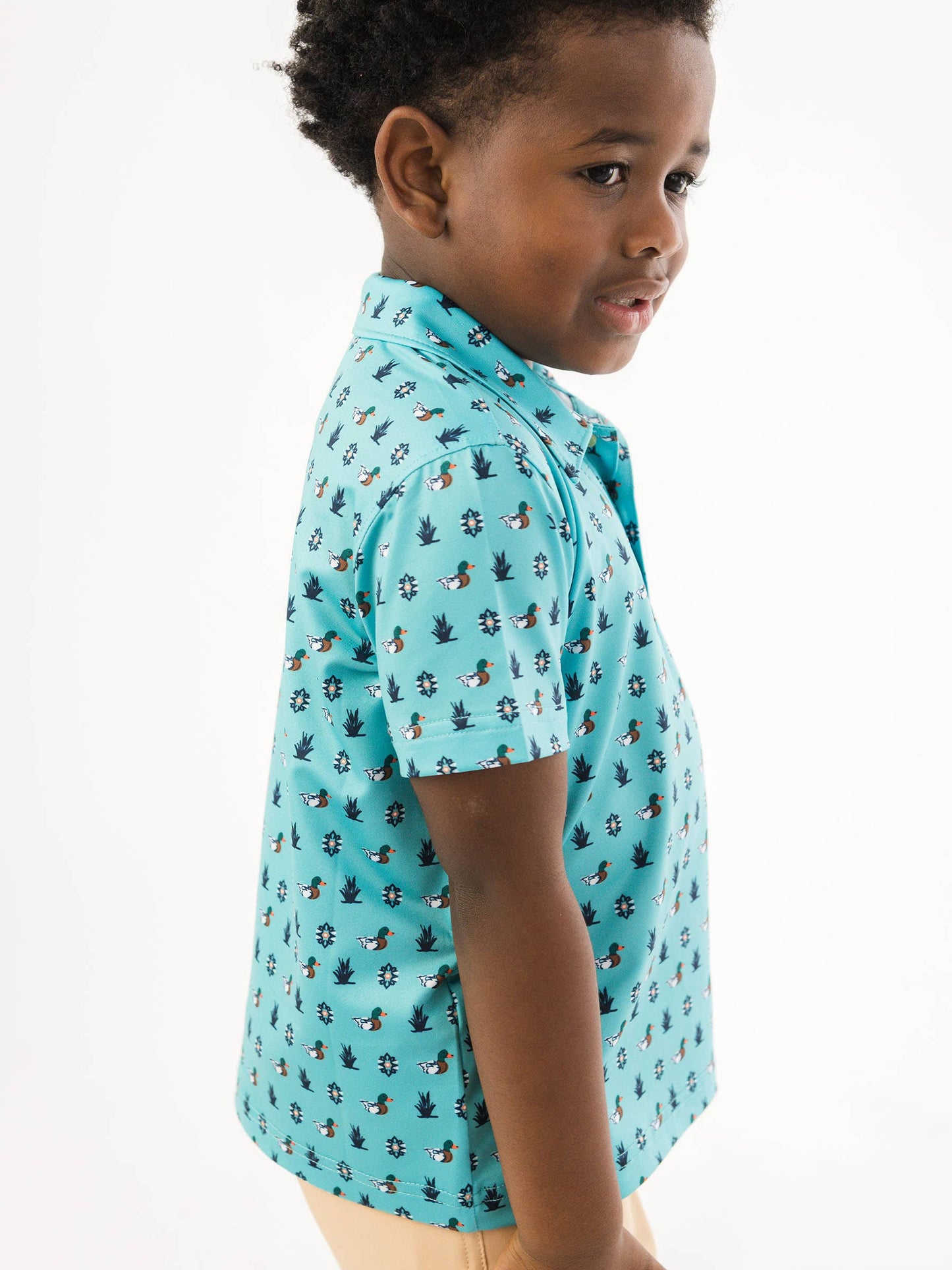 Boys Dapper Ducks Knit Short Sleeve Performance Polo