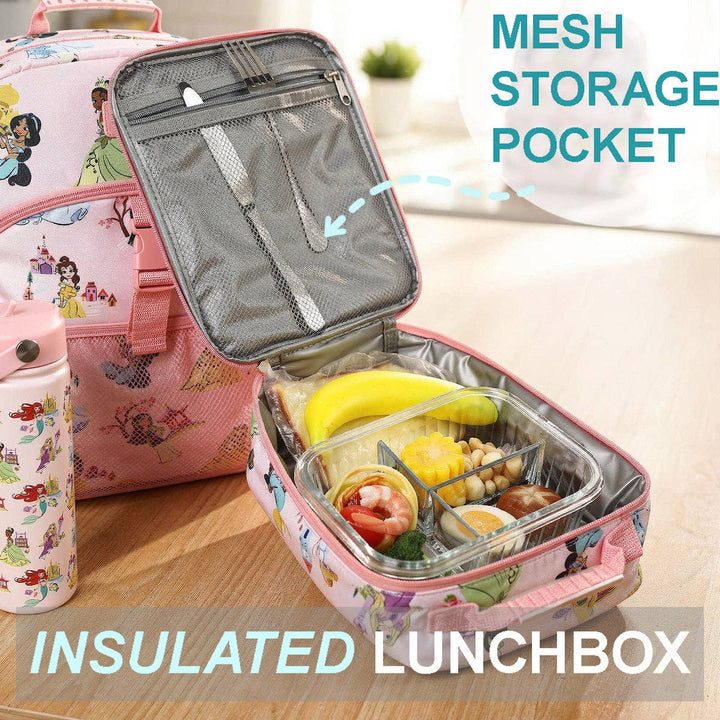 Disney Princess All-Over Character Print Pink 16” Backpack With Lunchbox Set