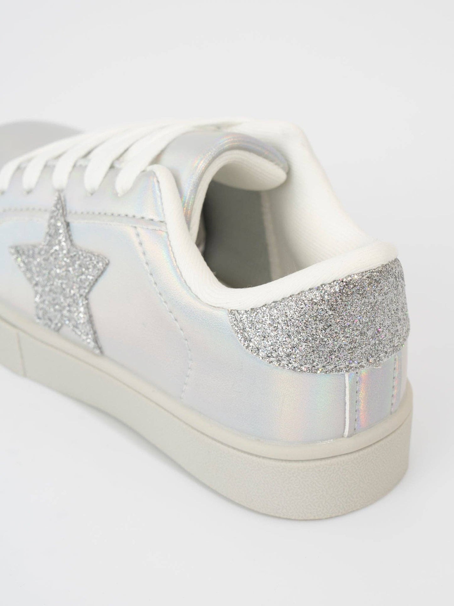 Girls' Sparkle Star Sneaker - Holographic Silver