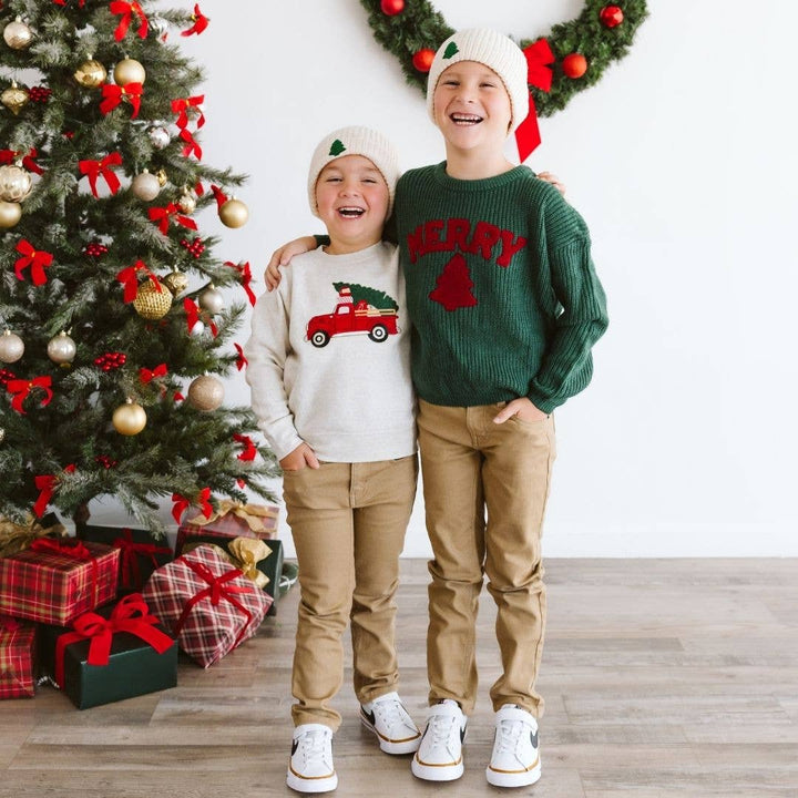 Christmas Truck Patch Sweatshirt - Natural - Boys Clothing