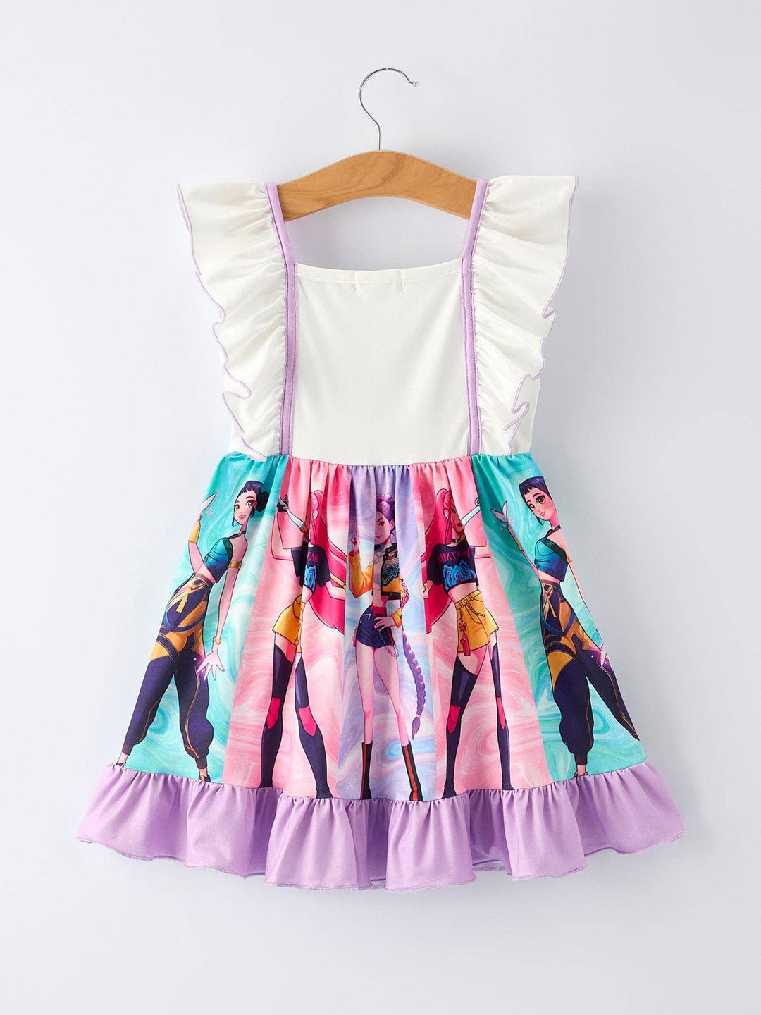 Purple Girls Ruffle Dot Dress