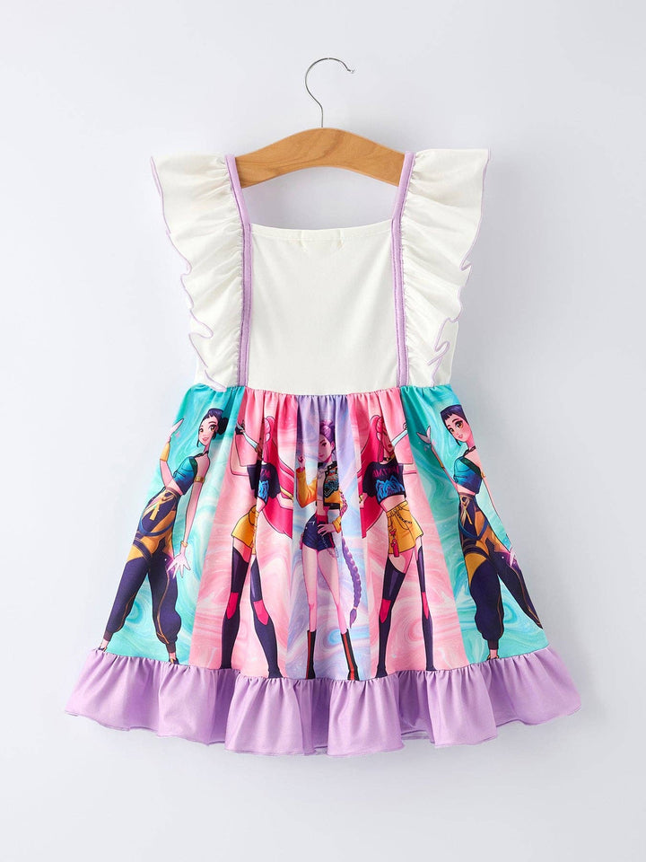 Purple Girls Ruffle Dot Dress