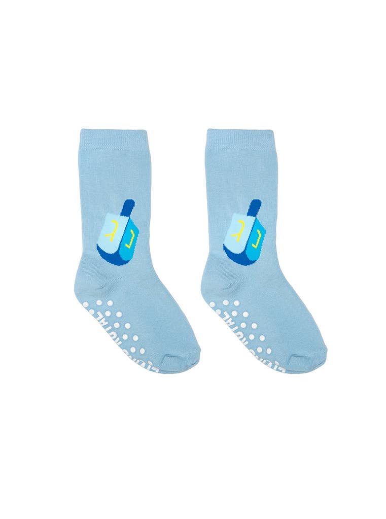3D Packaged Crew Socks - Kids - Hanukkah - Dreidel - Blue
