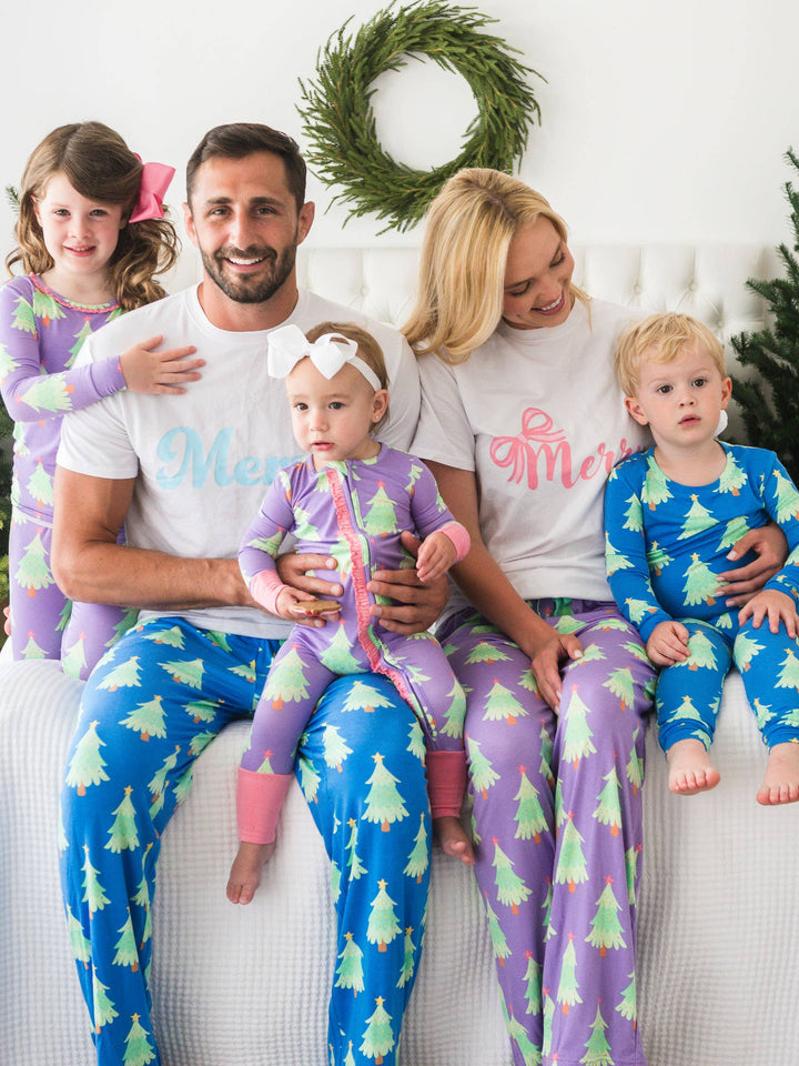 SoftSnooze™ Baby Girls Bamboo Viscose Purple Twinkling Trees Convertible Ruffle One Piece Footie Pajama