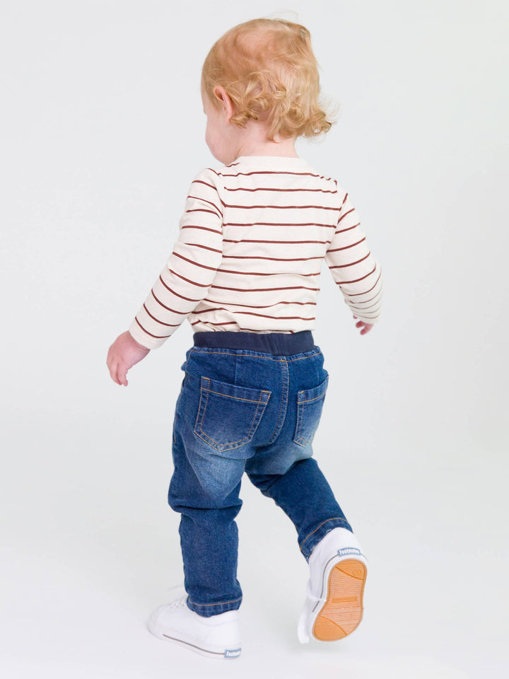 Boys Medium Wash Denim Stretch Denim Pull-on Jeans