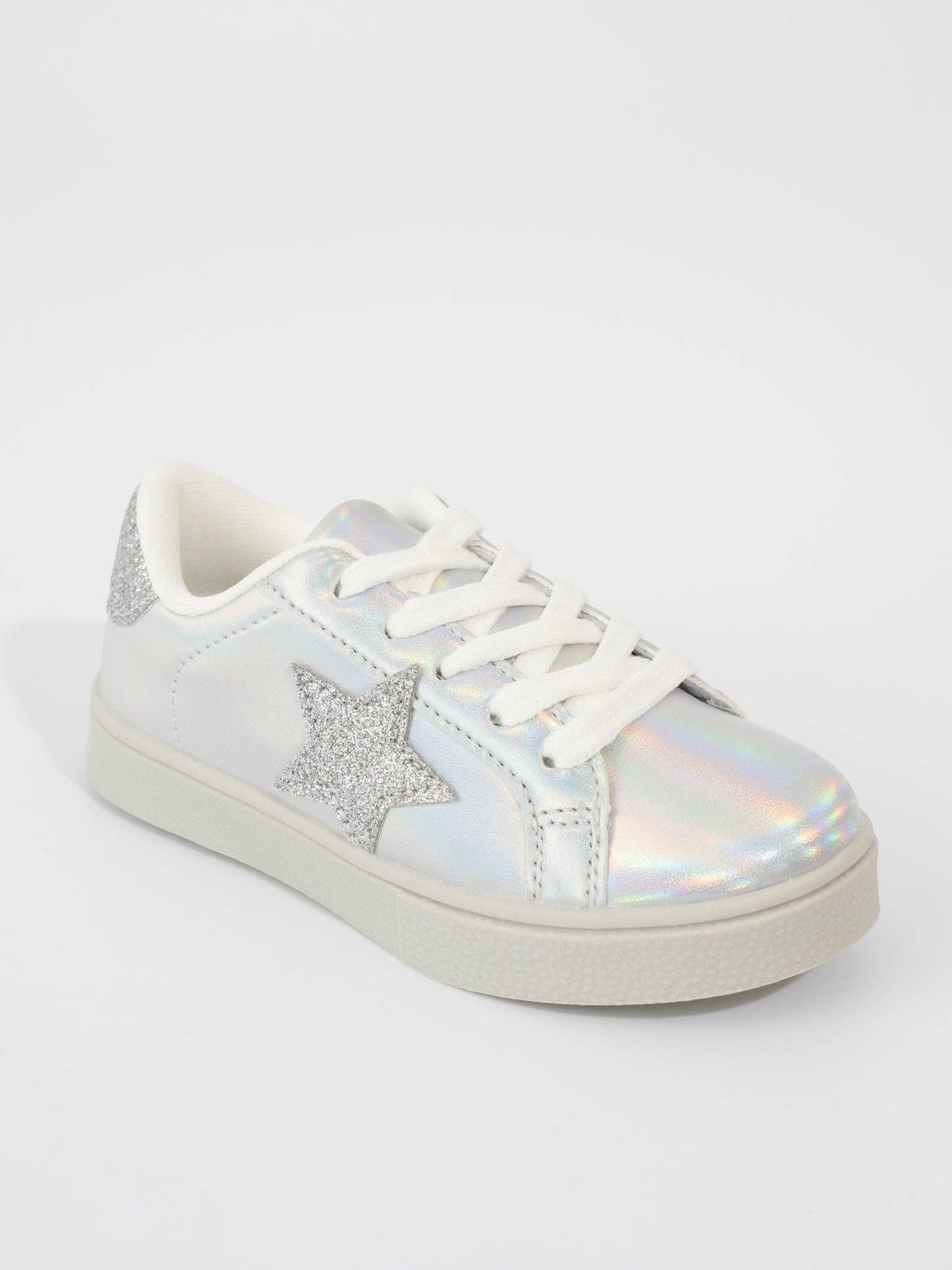 Girls' Sparkle Star Sneaker - Holographic Silver