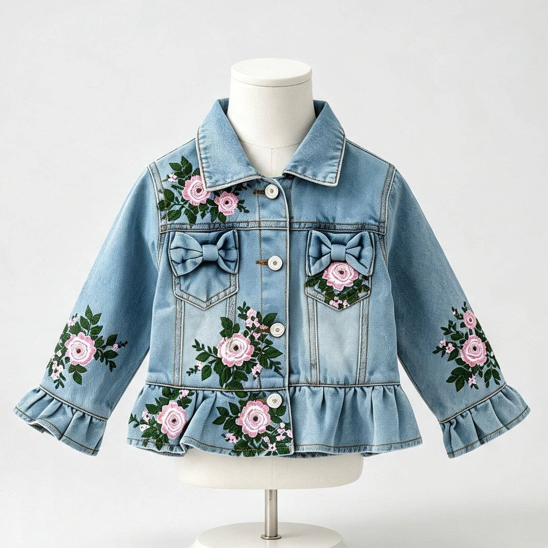 Painted Distressed Rosebud Jean Jackets