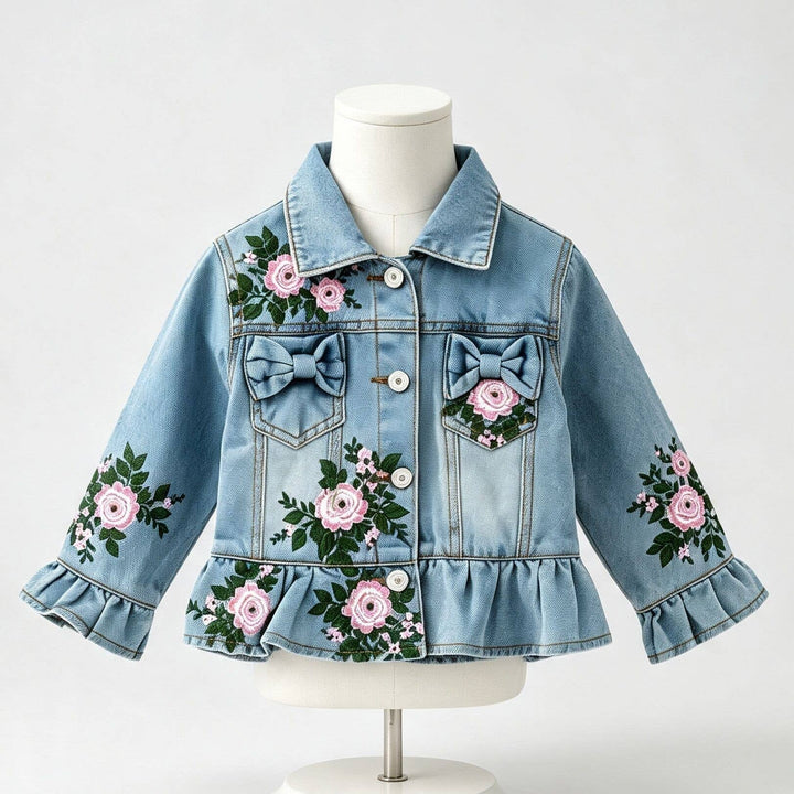 Painted Distressed Rosebud Jean Jackets