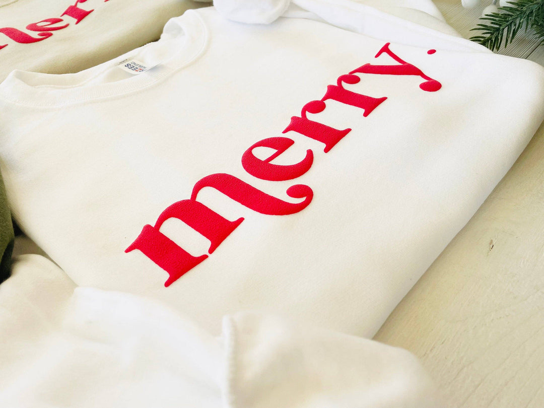 Embossed Retro Merry Christmas Sweatshirt