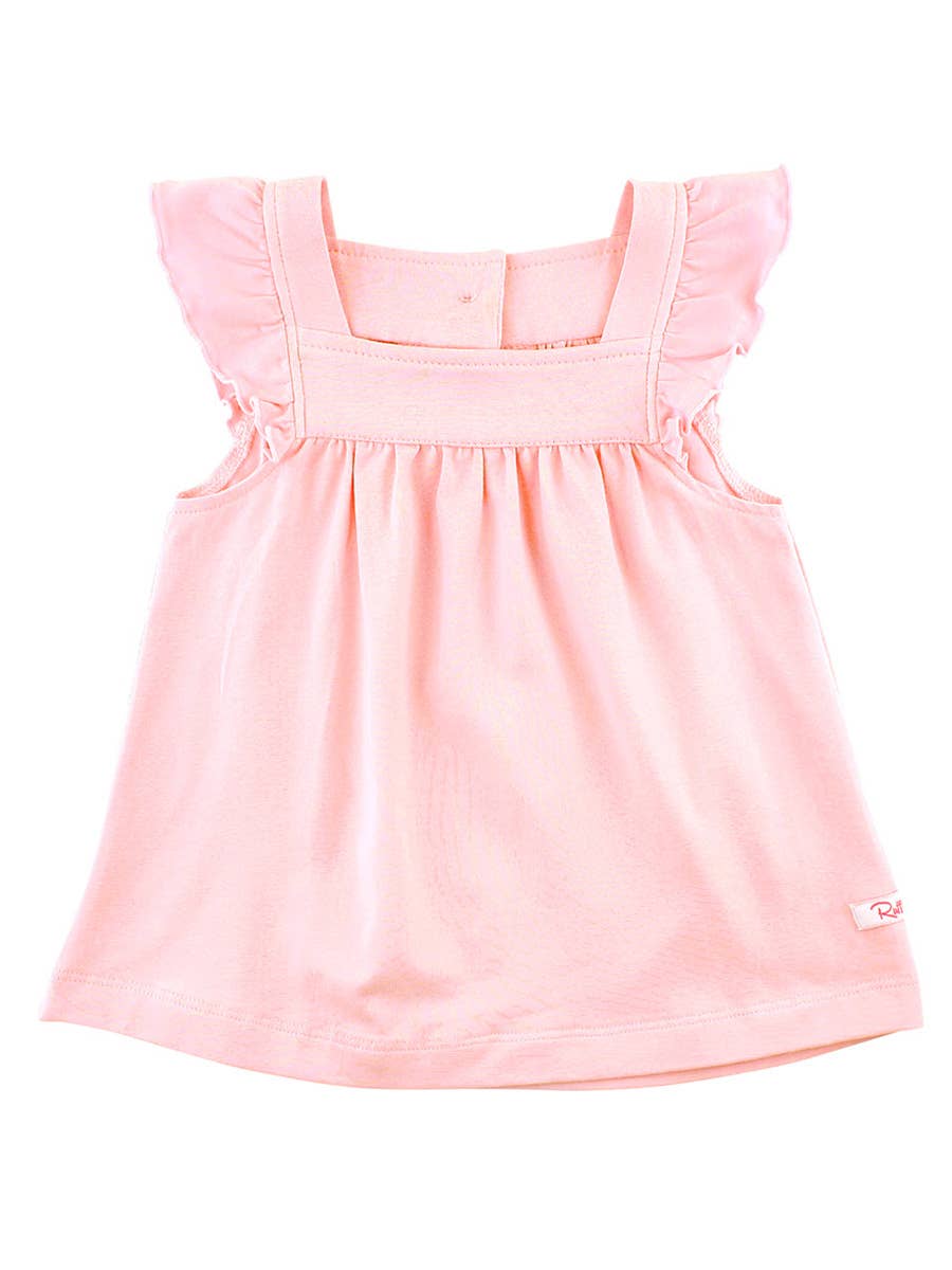 Girls Pink Square Neck Flutter Tank Knit